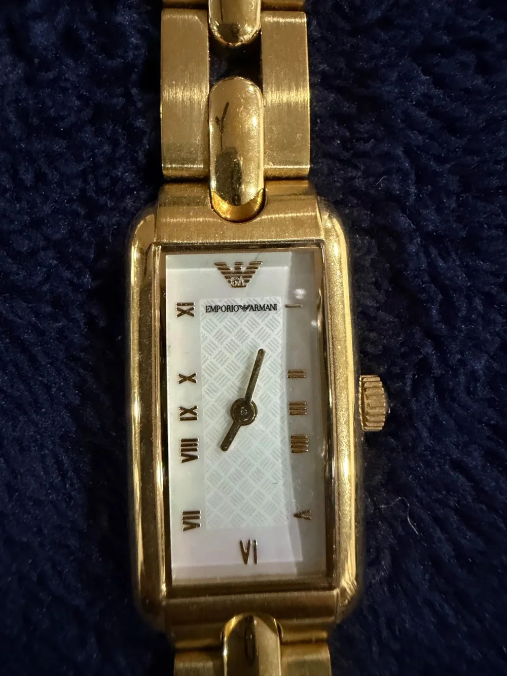Emporio Armani Gold-Tone Rectangular Dial Bracelet Watch